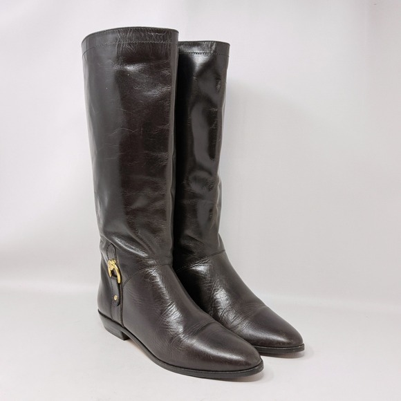 Etienne Aigner Shoes - Etienne Aigner Vintage Brown Leather Tall Derby Riding Boots 7M Academia Preppy